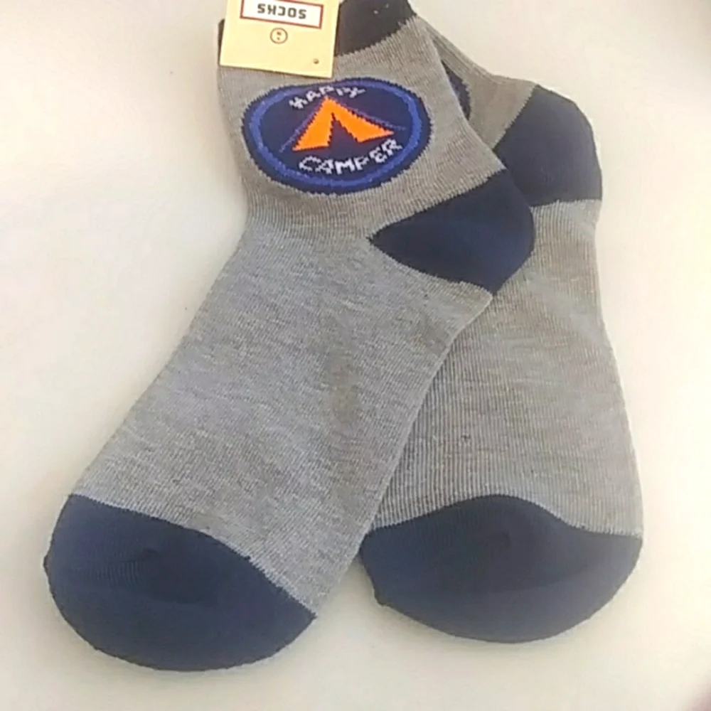Socks Unisex 2 Pair Ankle Socks, Size 9-11, Gray Black NEW